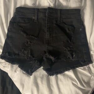 Aeropostale Black Distressed Jean Shorts